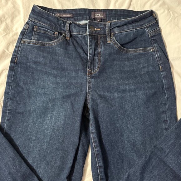 EXCELLENT NYDJ Margot Girlfriend Jeans Rapture Relaxed Slim Fit Dark Denim SZ 4 - Picture 3 of 13
